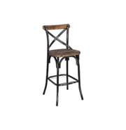 22" Brown And Black Iron Bar Chair-Bar Chairs-DECOROLALA