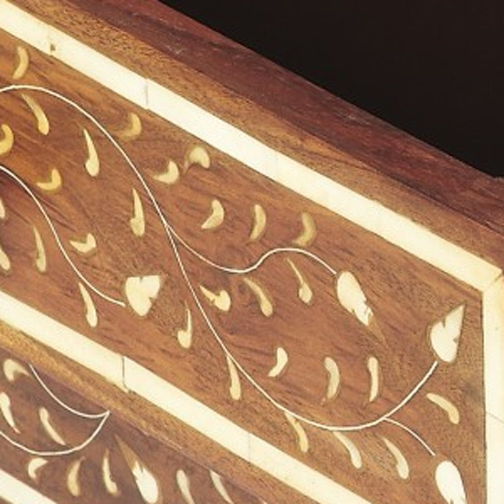 22" Brown And White Solid Wood Frame Standard Accent Chest With Two Drawers-Cabinets-DECOROLALA