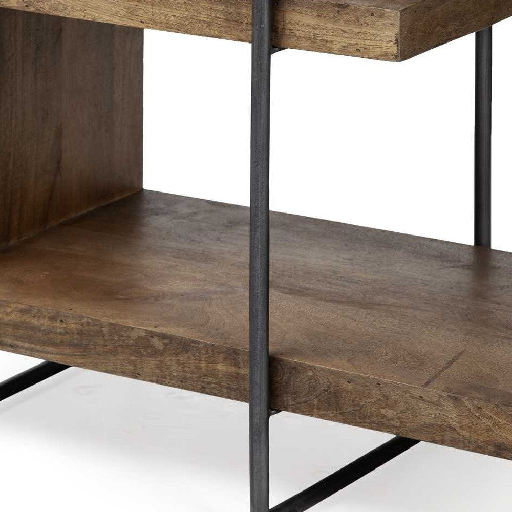 22" Brown Solid Wood Square End Table-End-Side Tables-DECOROLALA