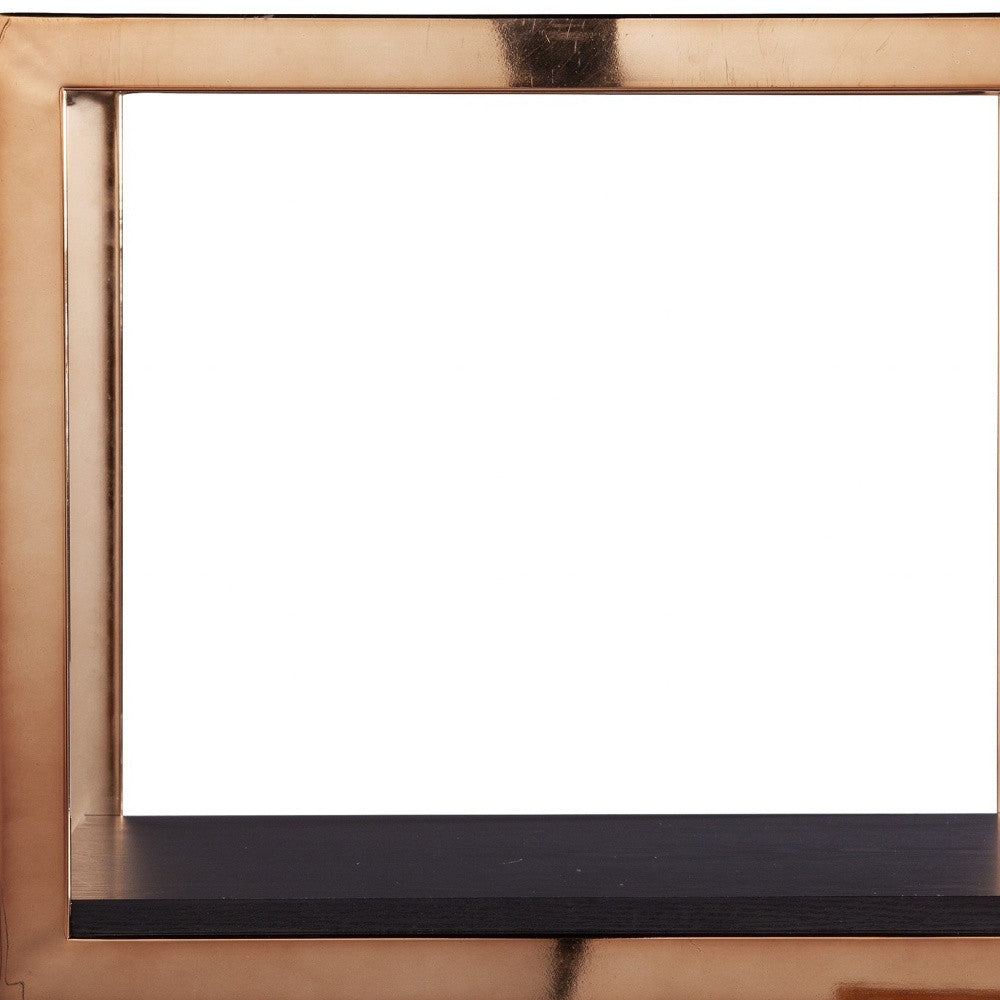 22" Champagne Glass And Iron Square Block End Table With Shelf-End-Side Tables-DECOROLALA