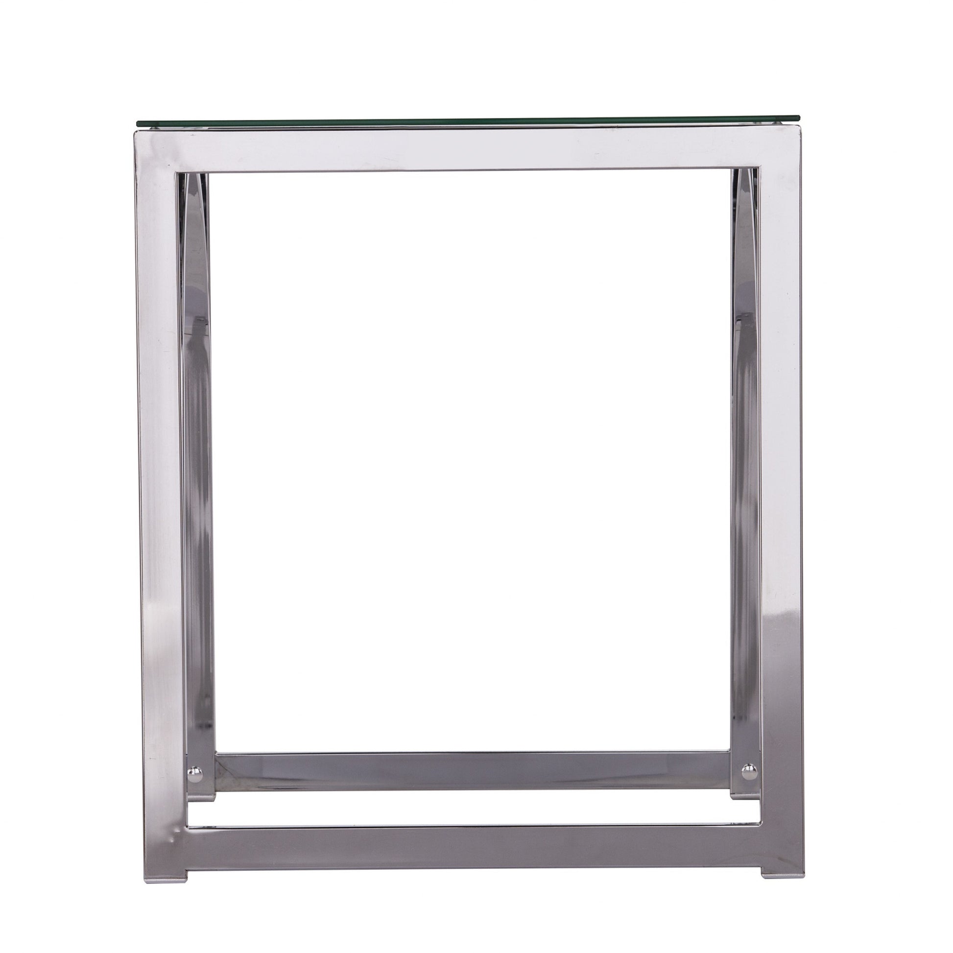 22" Chrome Glass And Iron Square End Table-End-Side Tables-DECOROLALA