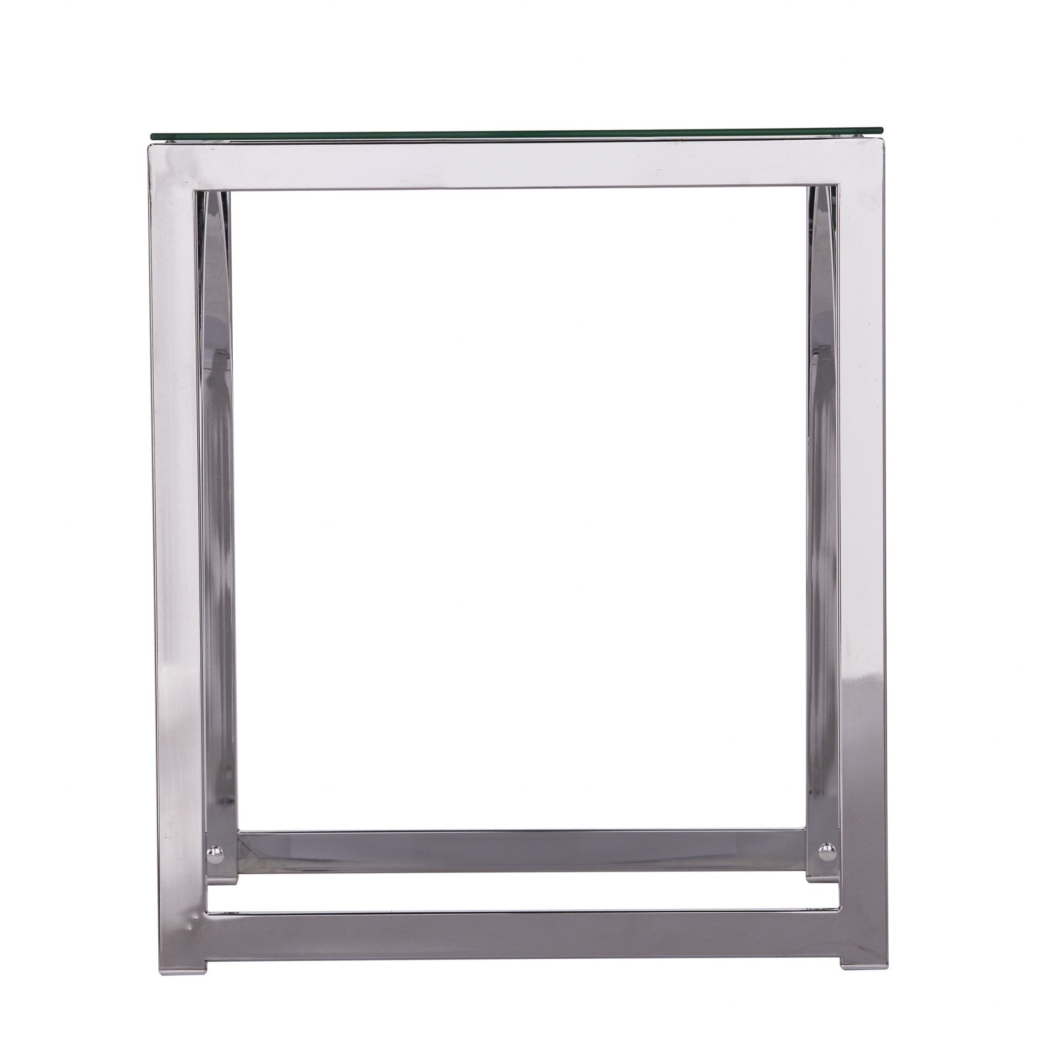 22" Chrome Glass And Iron Square End Table-End-Side Tables-DECOROLALA