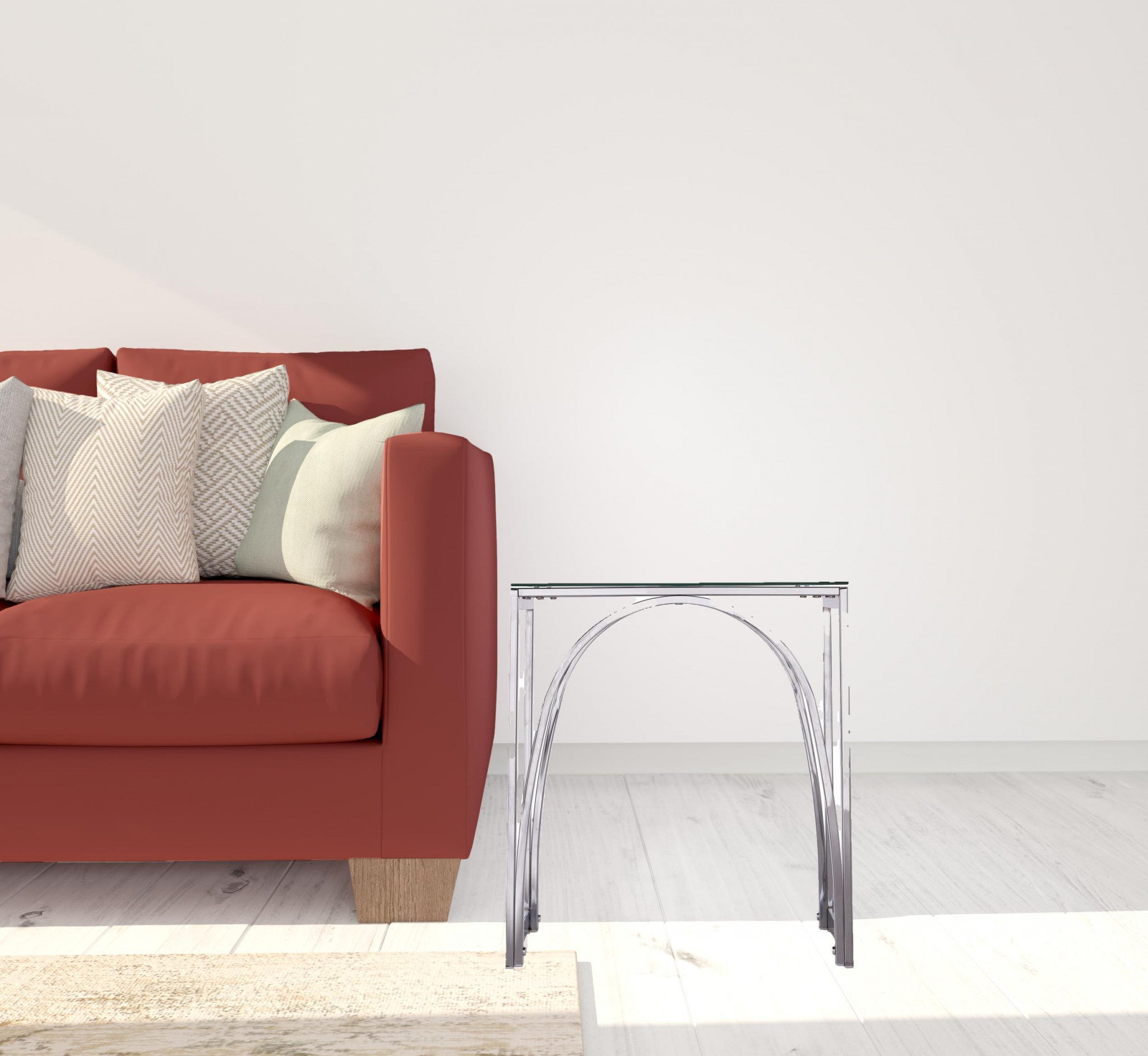 22" Chrome Glass And Iron Square End Table-End-Side Tables-DECOROLALA