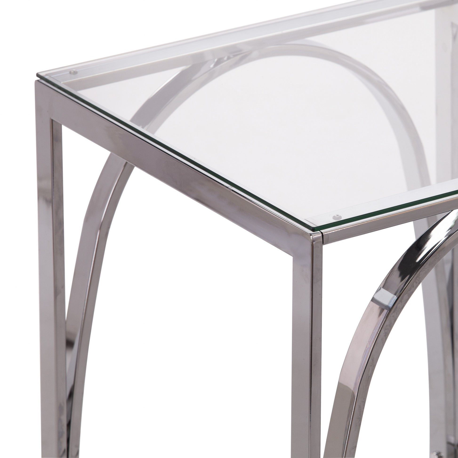 22" Chrome Glass And Iron Square End Table-End-Side Tables-DECOROLALA