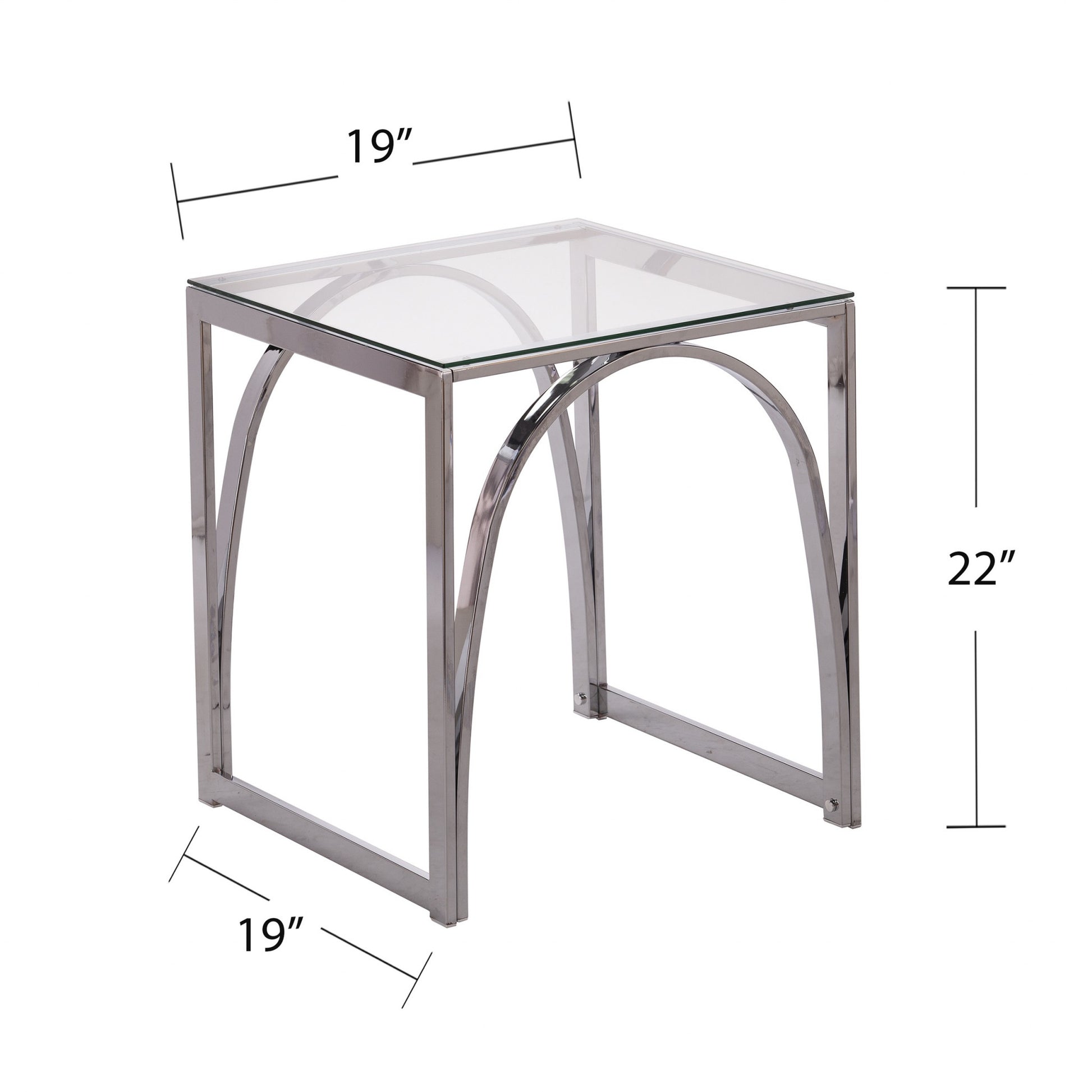 22" Chrome Glass And Iron Square End Table-End-Side Tables-DECOROLALA