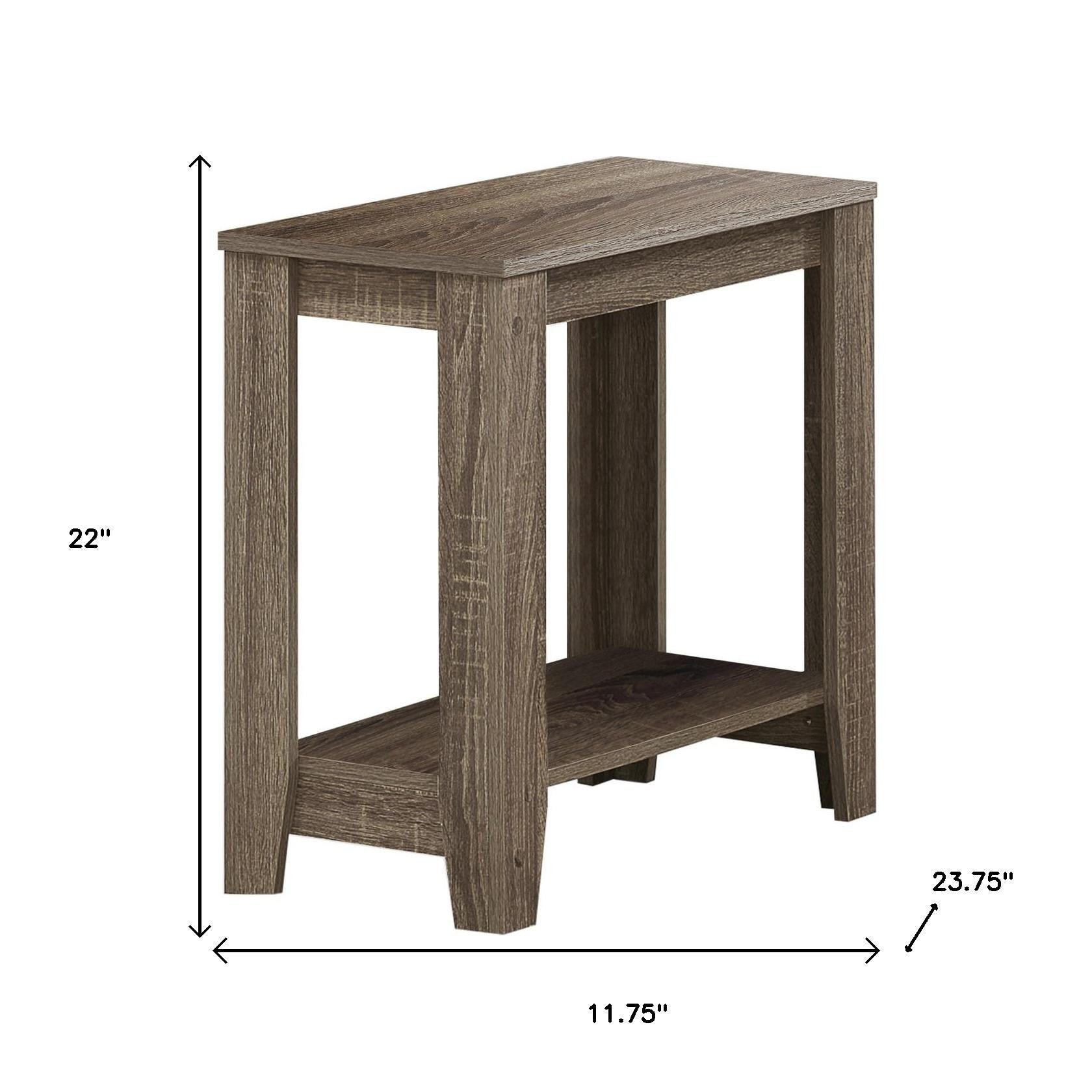 22" Deep Taupe End Table With Shelf-End-Side Tables-DECOROLALA