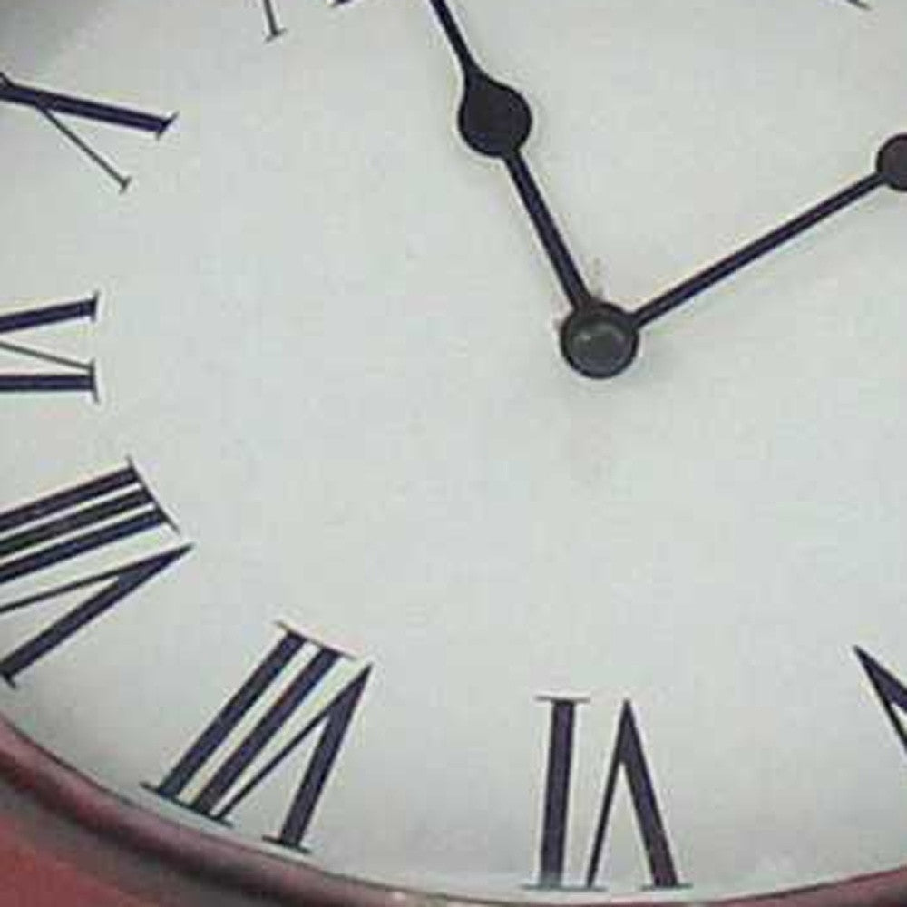 22" Distressed Red Metal Bedside Lamp With Beige Shade-Table Lamps-DECOROLALA