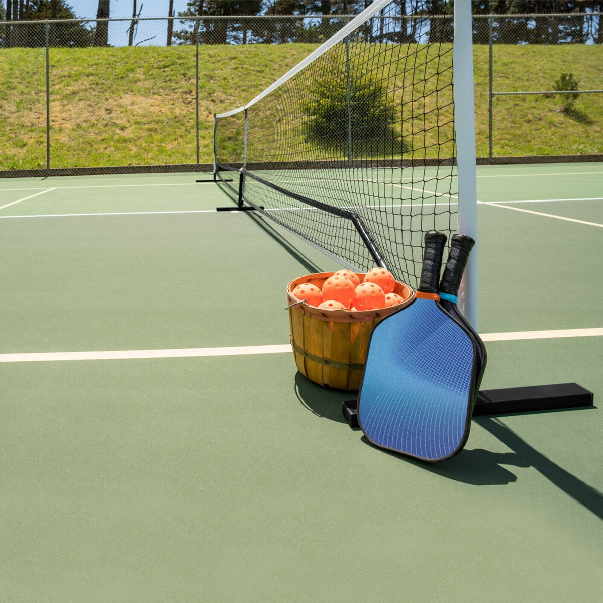 22 Feet Portable Pickleball Net Set System with Carry Bag for Indoor Outdoor Game-Sporting Goods-DECOROLALA