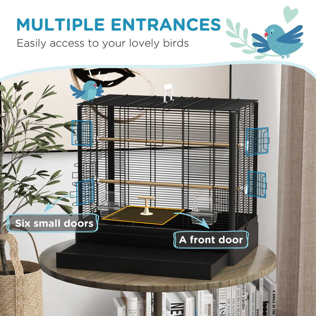 22" Flight Bird Cage for Budgies and Finches - Black Steel-Birds-DECOROLALA