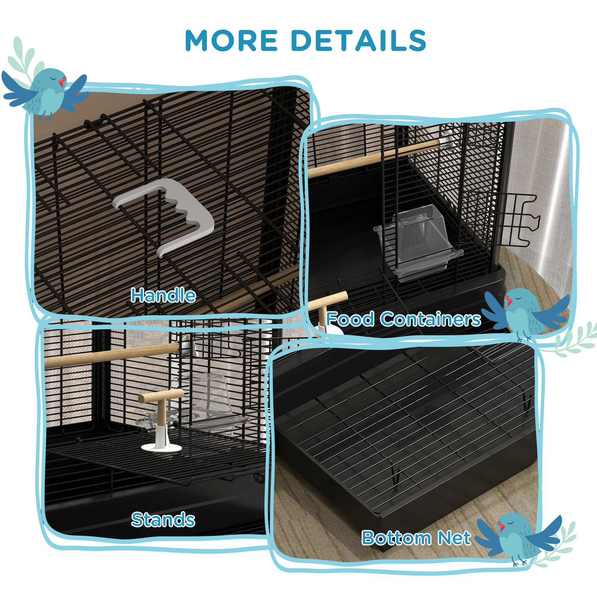 22" Flight Bird Cage for Budgies and Finches - Black Steel-Birds-DECOROLALA