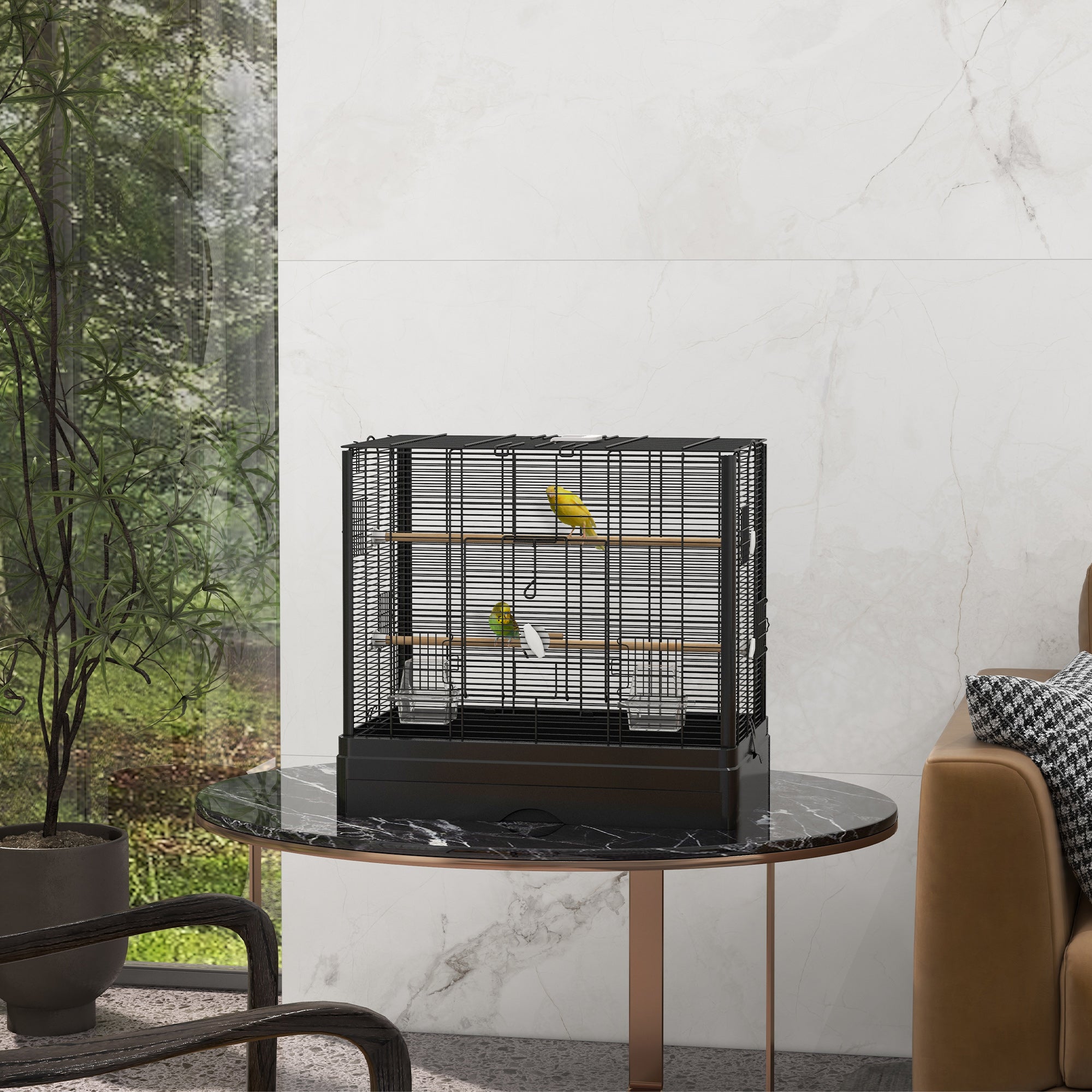 22" Flight Bird Cage for Budgies and Finches - Black Steel-Birds-DECOROLALA