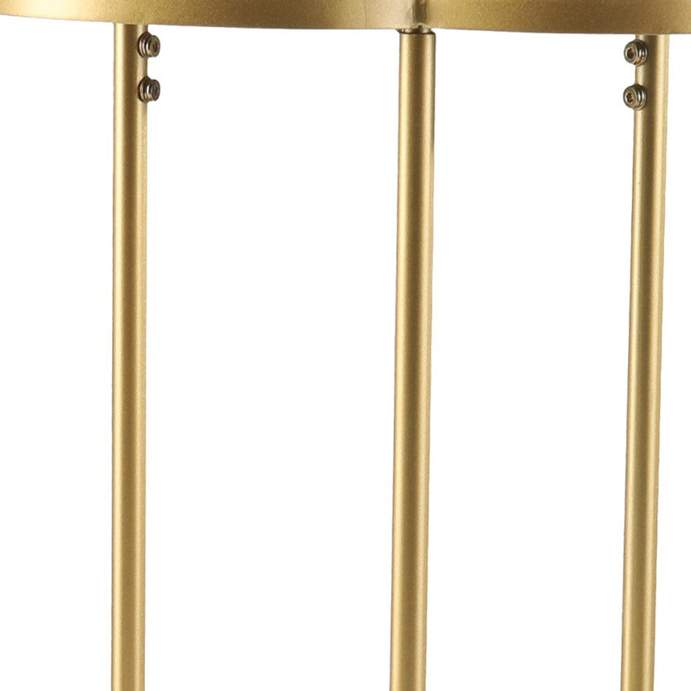 22" Gold Mirrored Glass Three Circle End Table-End-Side Tables-DECOROLALA