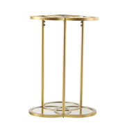 22" Gold Mirrored Glass Three Circle End Table-End-Side Tables-DECOROLALA
