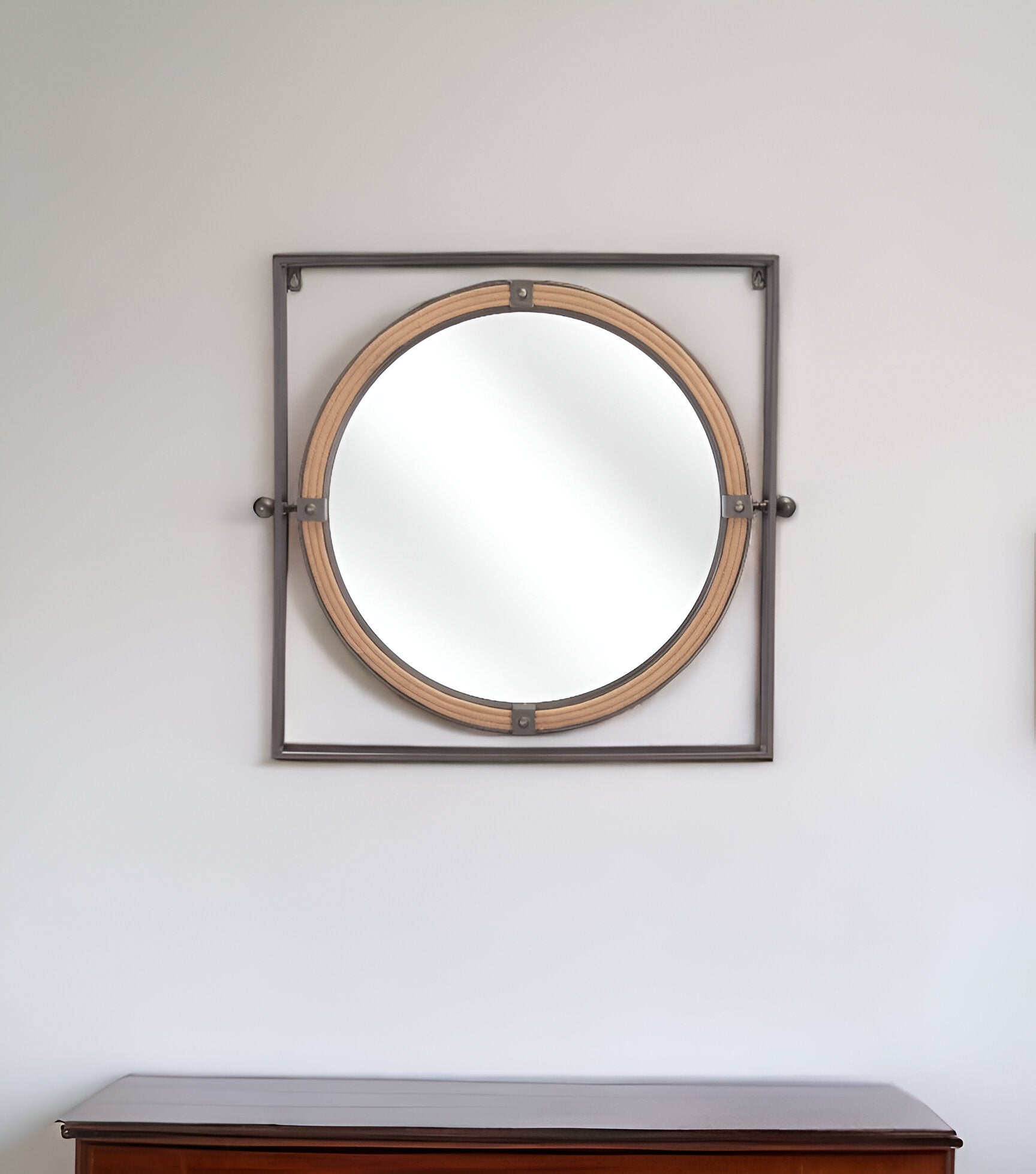 22" Gray Square Steel Framed Accent Mirror-Mirrors-DECOROLALA