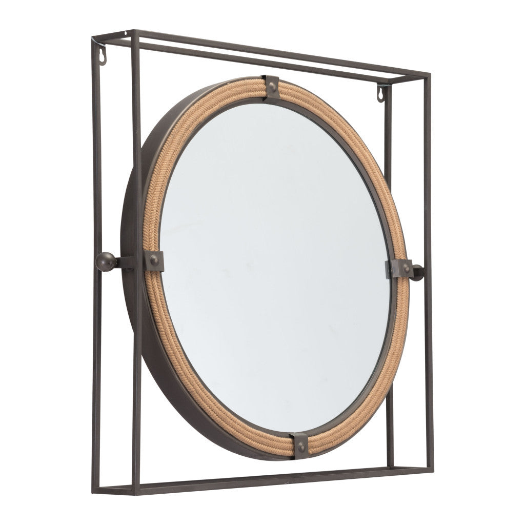 22" Gray Square Steel Framed Accent Mirror-Mirrors-DECOROLALA