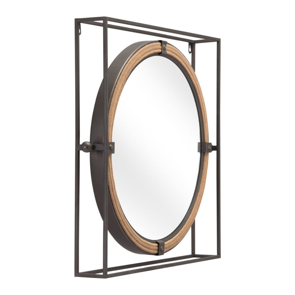 22" Gray Square Steel Framed Accent Mirror-Mirrors-DECOROLALA