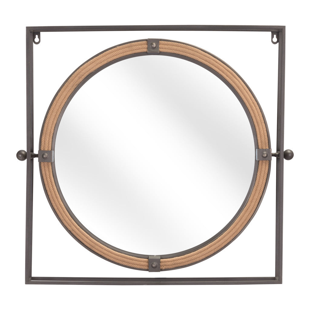22" Gray Square Steel Framed Accent Mirror-Mirrors-DECOROLALA