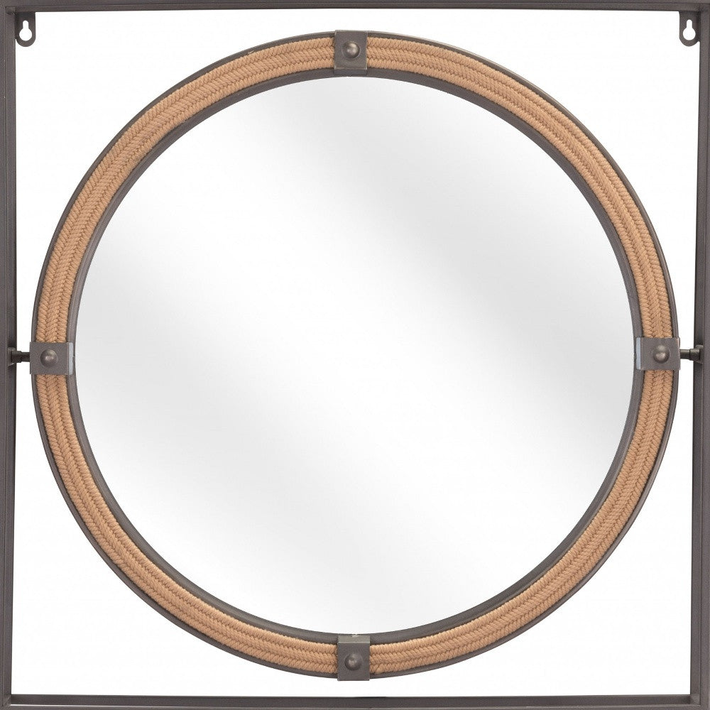 22" Gray Square Steel Framed Accent Mirror-Mirrors-DECOROLALA