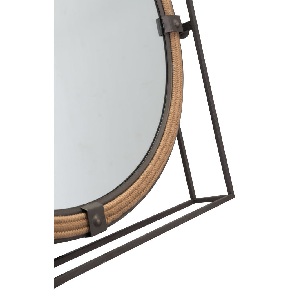 22" Gray Square Steel Framed Accent Mirror-Mirrors-DECOROLALA