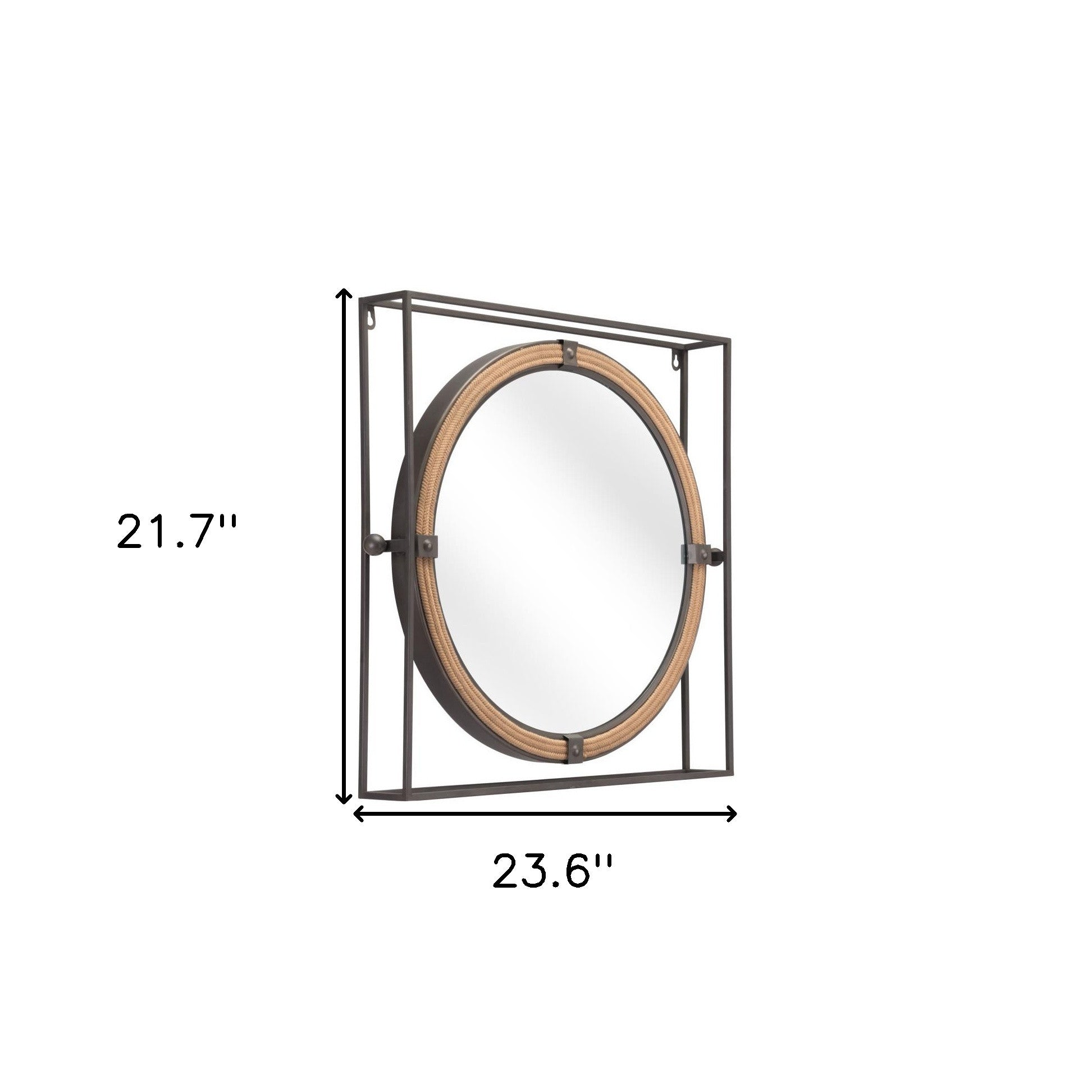 22" Gray Square Steel Framed Accent Mirror-Mirrors-DECOROLALA