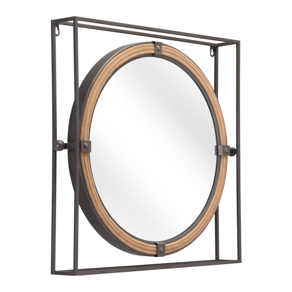22" Gray Square Steel Framed Accent Mirror-Mirrors-DECOROLALA