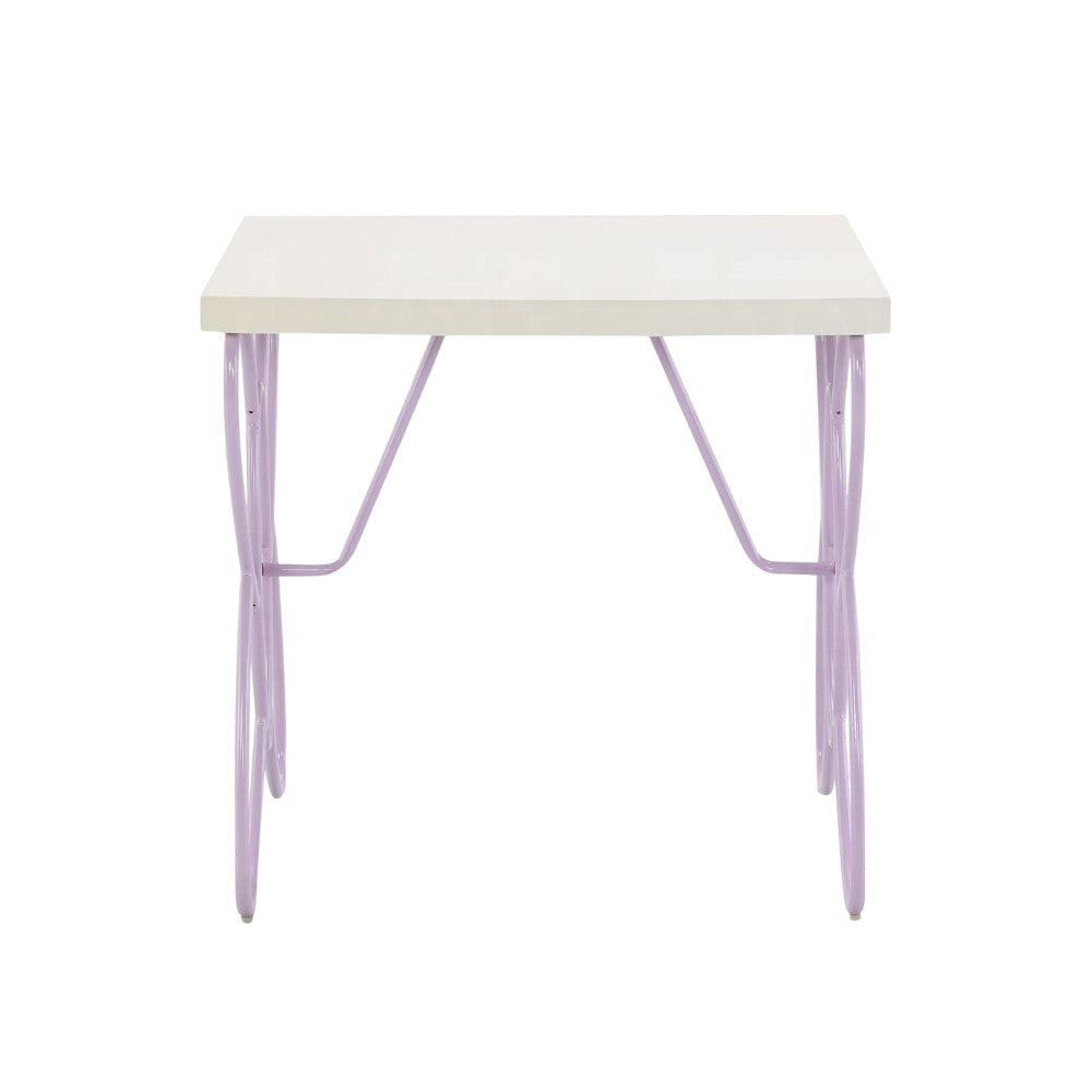 22" Lilac Steel and Wood Nightstand-Nightstands & Bedside Tables-DECOROLALA