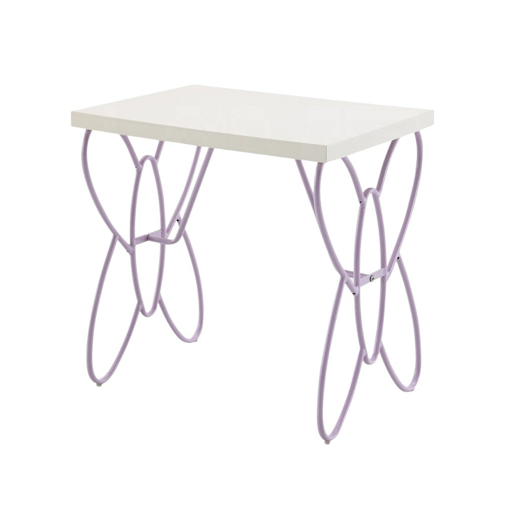22" Lilac Steel and Wood Nightstand-Nightstands & Bedside Tables-DECOROLALA