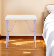 22" Lilac Steel and Wood Nightstand-Nightstands & Bedside Tables-DECOROLALA