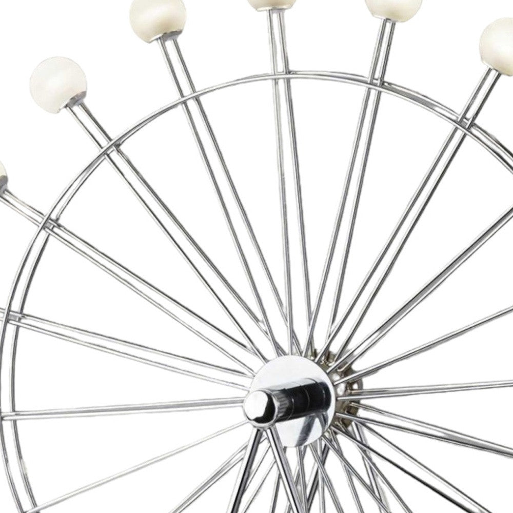 22" Off White Metal Multi Light Bedside LED Table Lamp With Off White Globe Shade-Table Lamps-DECOROLALA