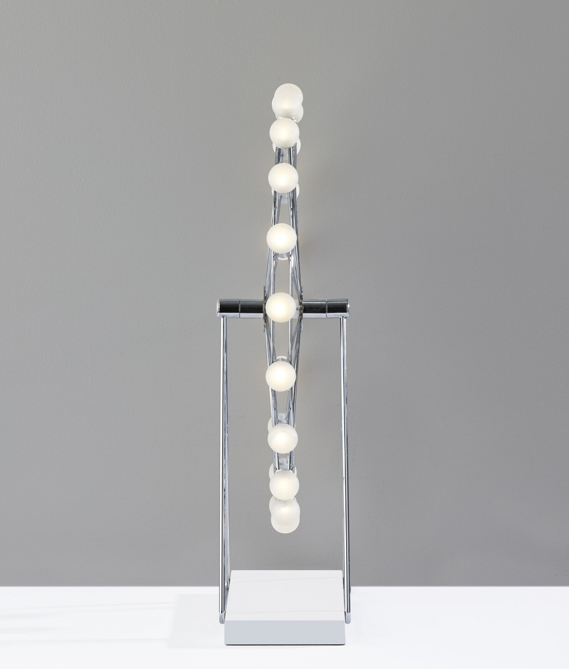 22" Off White Metal Multi Light Bedside LED Table Lamp With Off White Globe Shade-Table Lamps-DECOROLALA