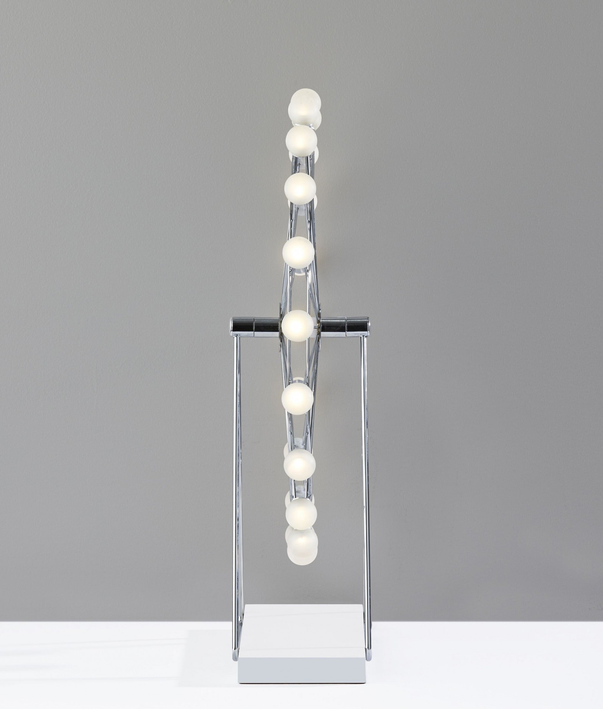 22" Off White Metal Multi Light Bedside LED Table Lamp With Off White Globe Shade-Table Lamps-DECOROLALA