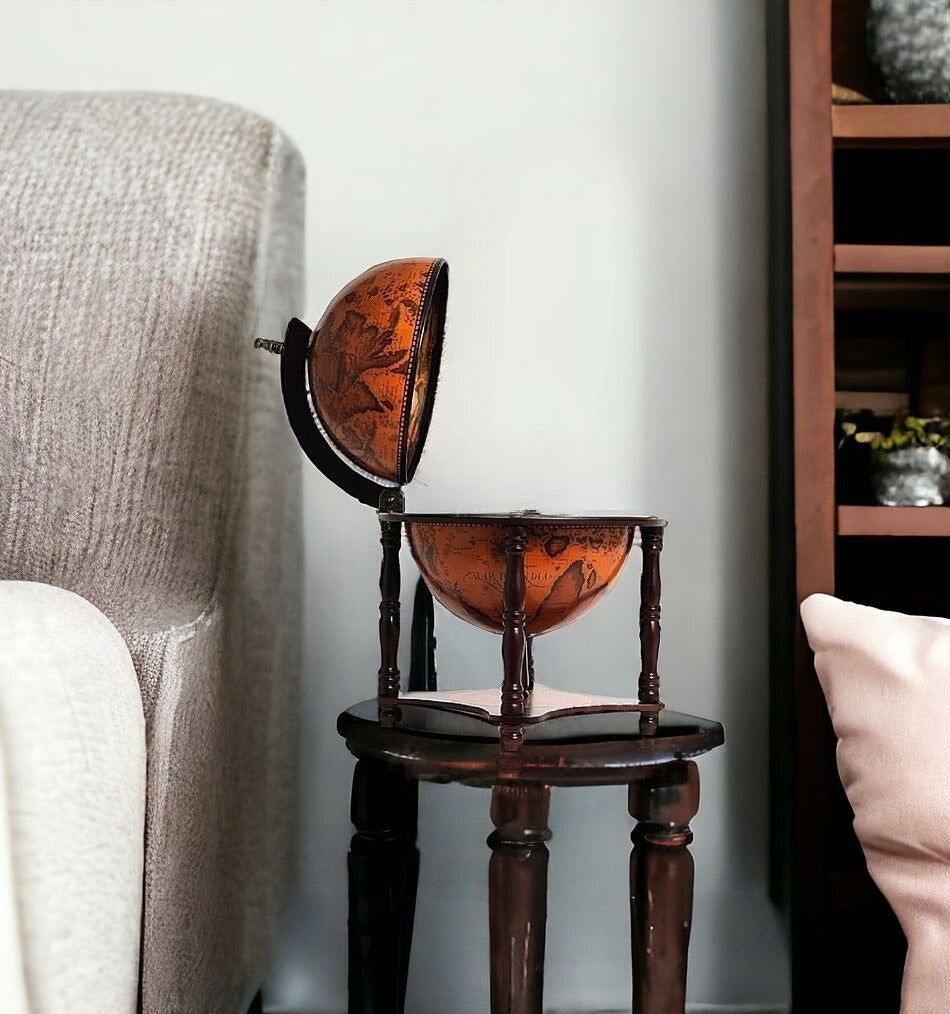 22" Old World Nautical Map Globe Mini Bar-Bar Carts and Servers-DECOROLALA