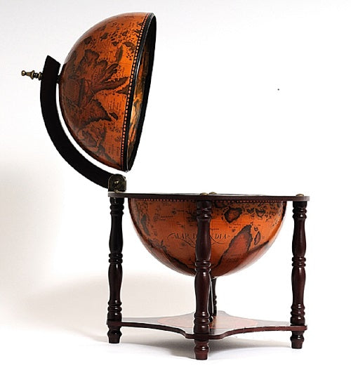 22" Old World Nautical Map Globe Mini Bar-Bar Carts and Servers-DECOROLALA