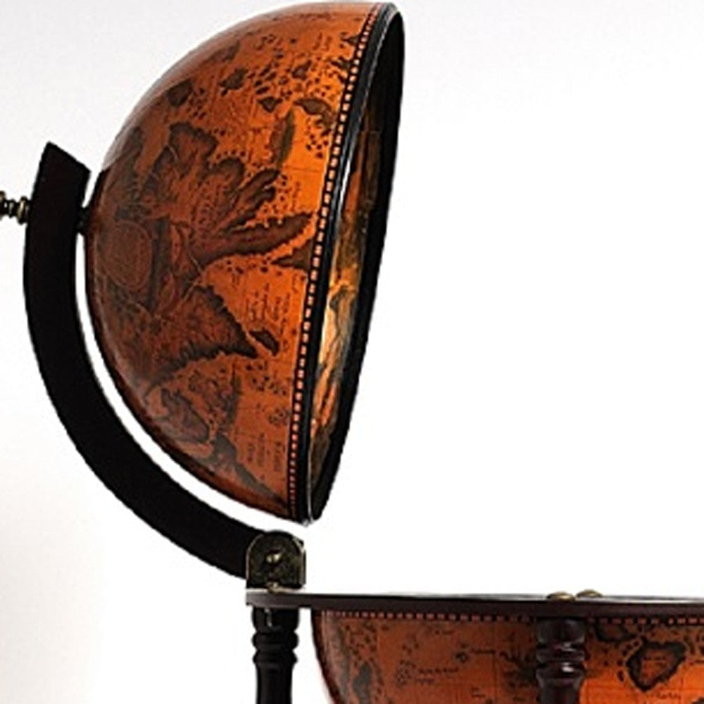 22" Old World Nautical Map Globe Mini Bar-Bar Carts and Servers-DECOROLALA