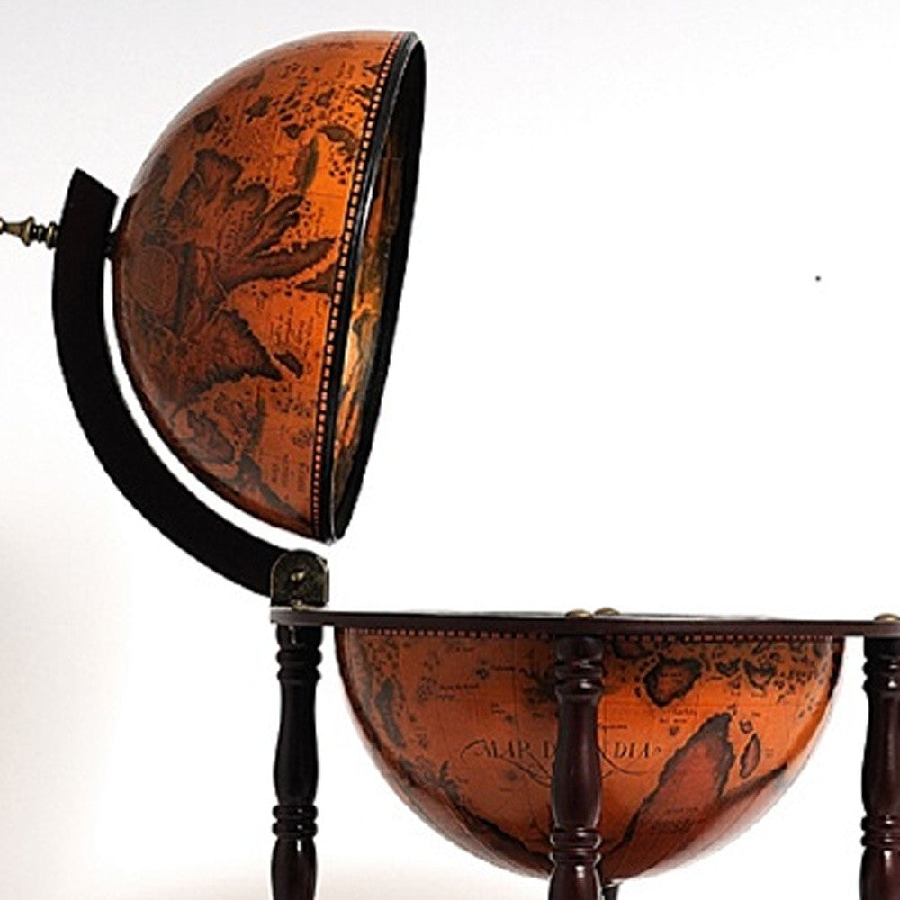 22" Old World Nautical Map Globe Mini Bar-Bar Carts and Servers-DECOROLALA