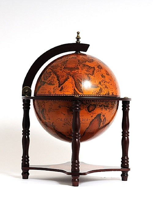 22" Old World Nautical Map Globe Mini Bar-Bar Carts and Servers-DECOROLALA