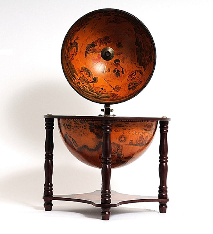 22" Old World Nautical Map Globe Mini Bar-Bar Carts and Servers-DECOROLALA