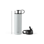 22 Oz Double-walled Insulated Stainless Steel Water Bottle with 2 Lids and Straw-Gray-Kitchen Utensils-DECOROLALA