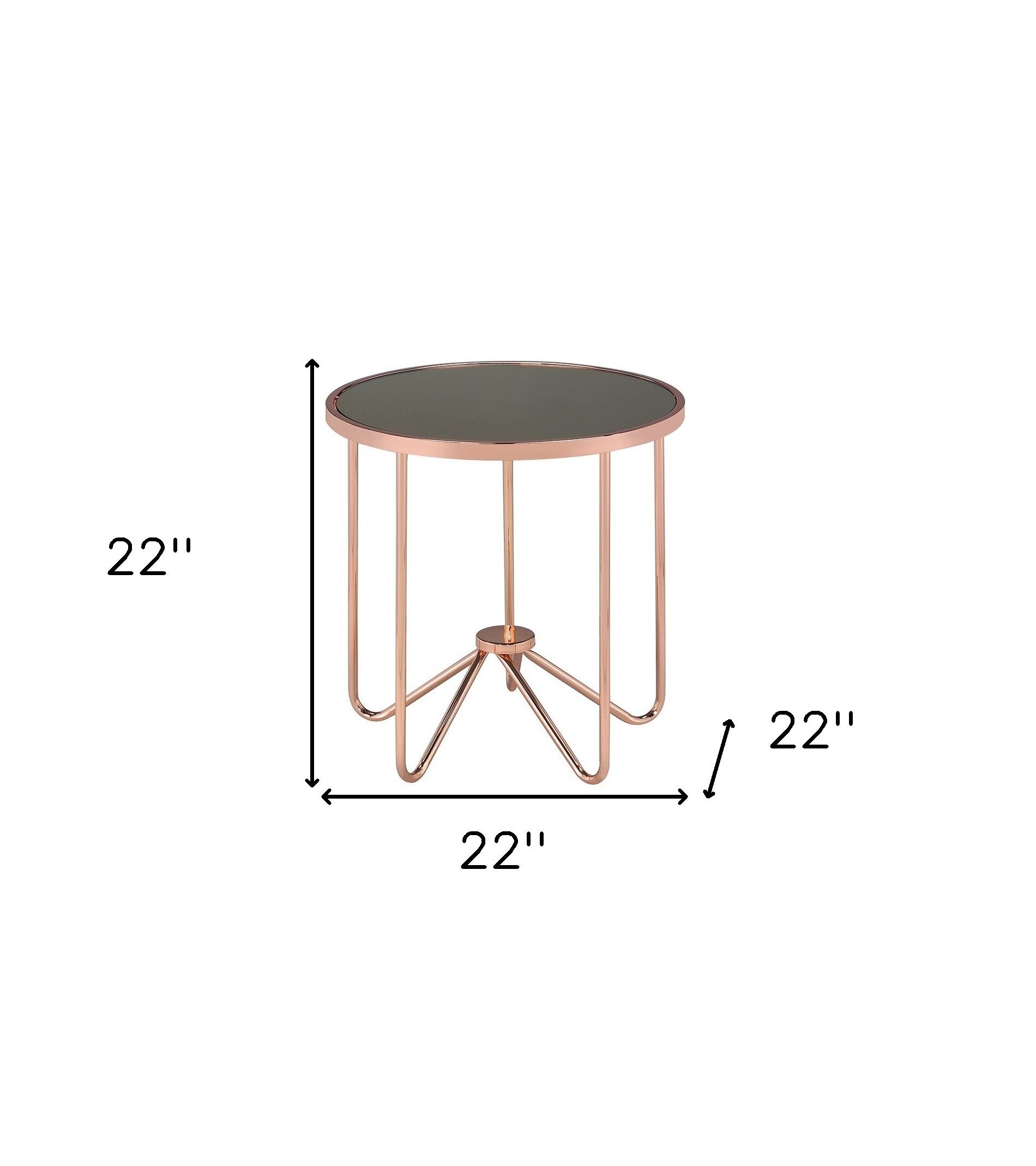22" Rose Pink And Black Glass Round End Table-End-Side Tables-DECOROLALA