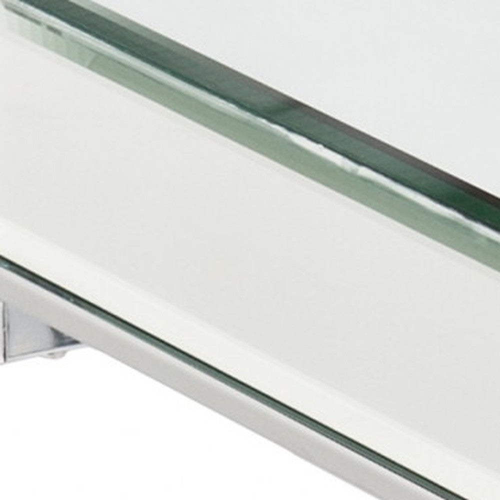 22" Silver And Clear Mirrored Glass Square End Table-End-Side Tables-DECOROLALA