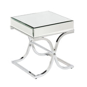 22" Silver And Clear Mirrored Glass Square End Table-End-Side Tables-DECOROLALA