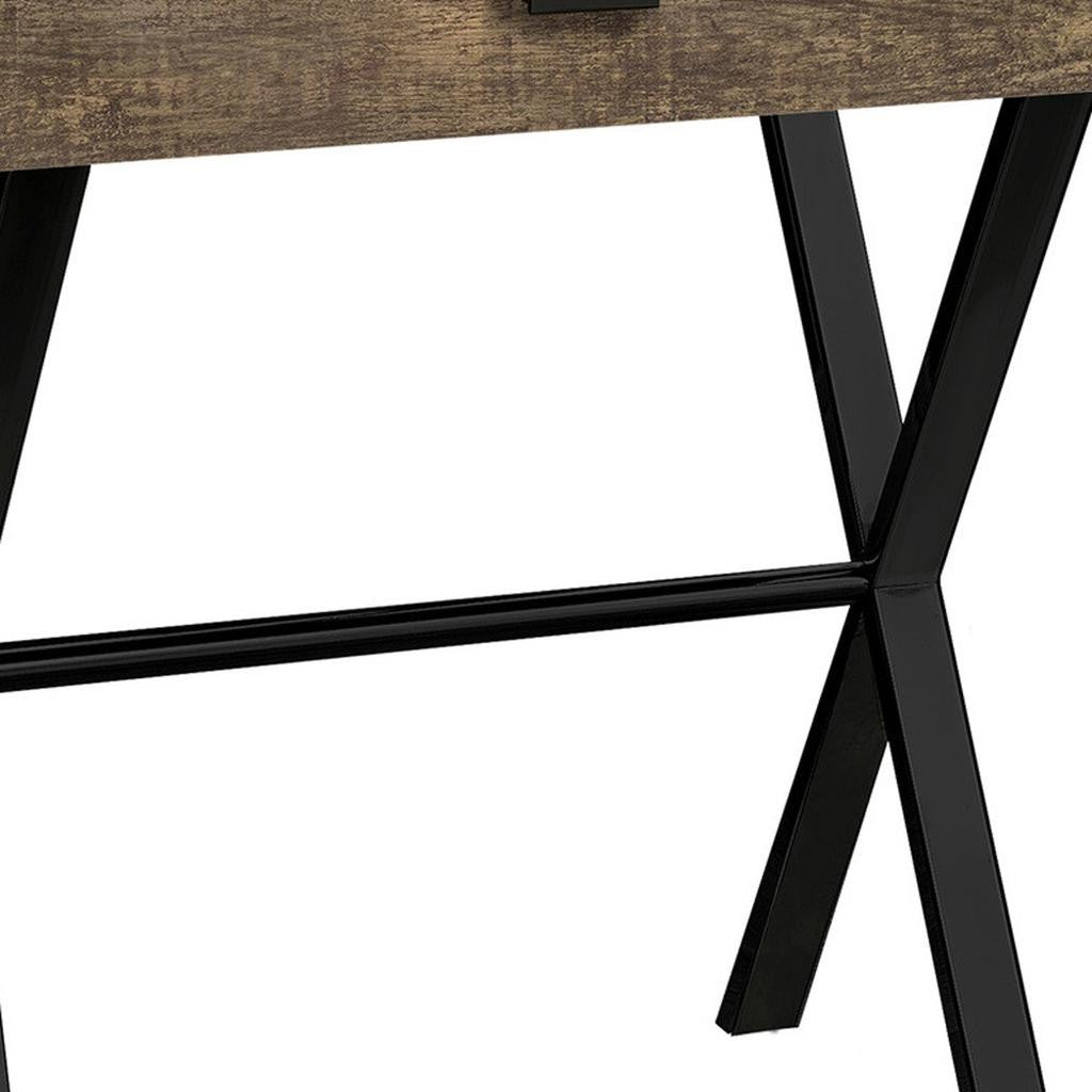 22" Silver And White Wood And Metal End Table With Drawer-End-Side Tables-DECOROLALA