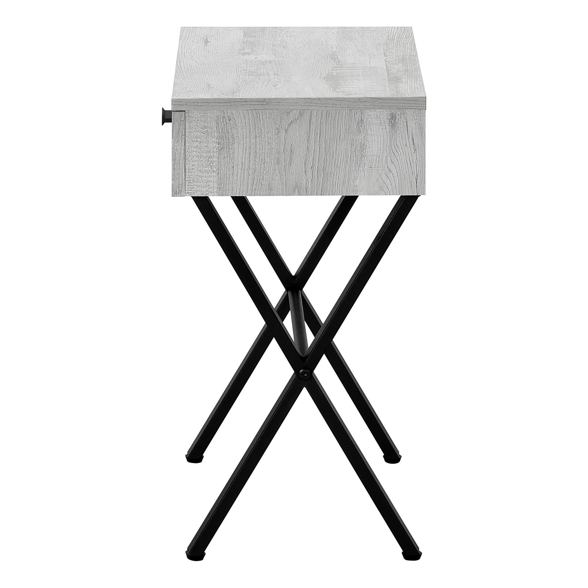 22" Silver And White Wood And Metal End Table With Drawer-End-Side Tables-DECOROLALA
