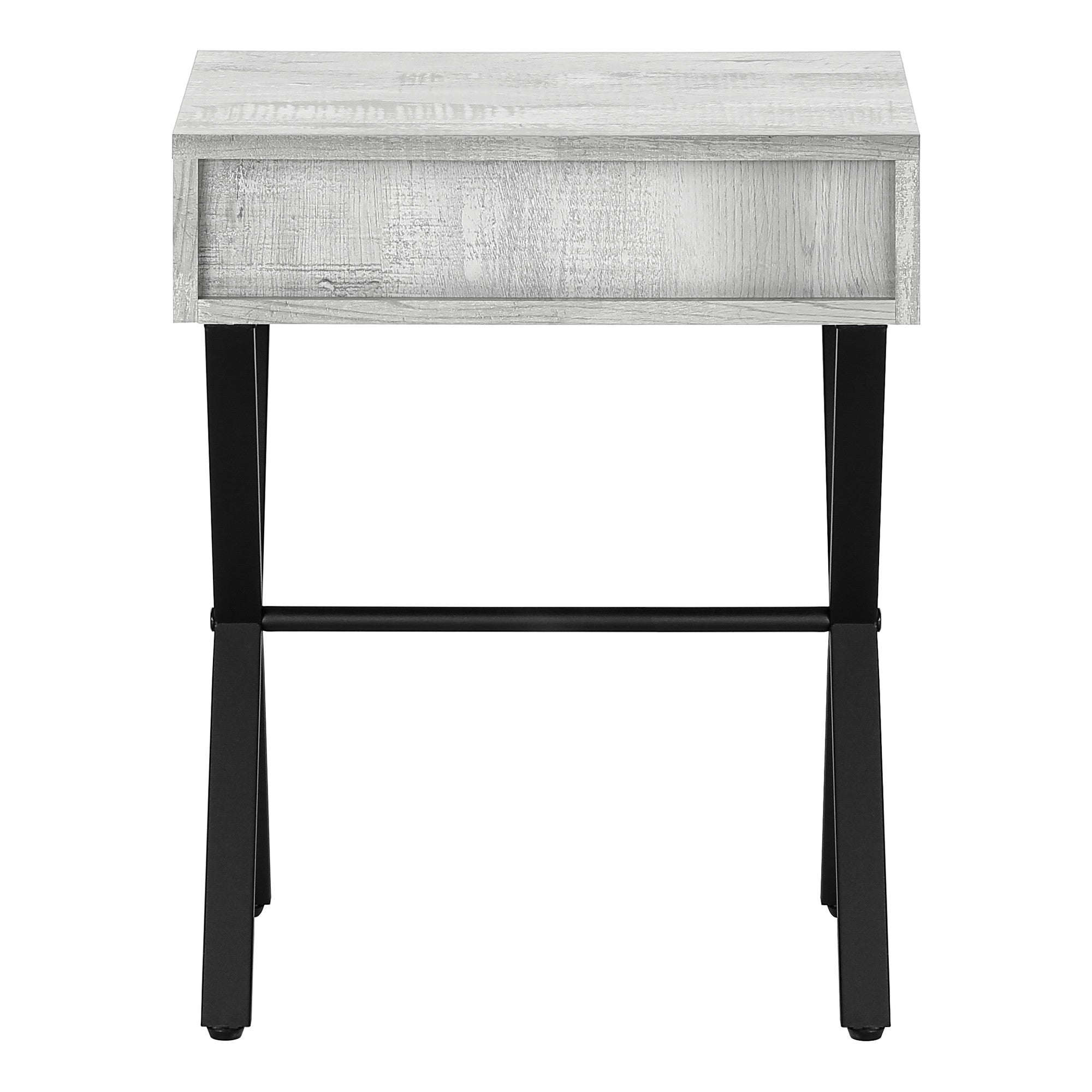 22" Silver And White Wood And Metal End Table With Drawer-End-Side Tables-DECOROLALA