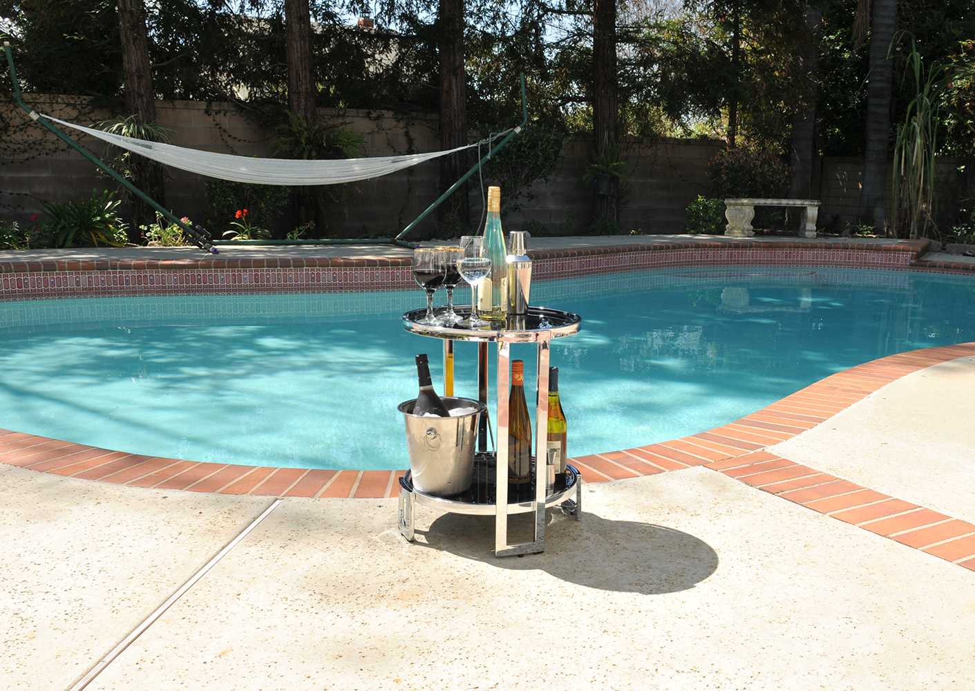 22" Silver Glass Round Mirrored End Table With Shelf-End-Side Tables-DECOROLALA