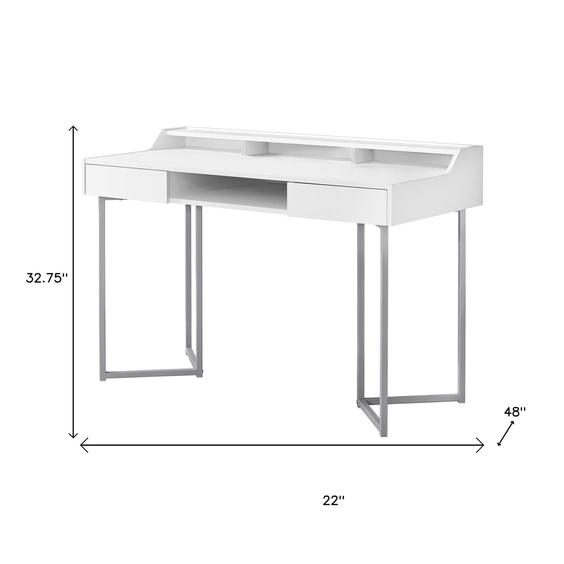22" Taupe and Black Writing Desk With Two Drawers-Desks-DECOROLALA