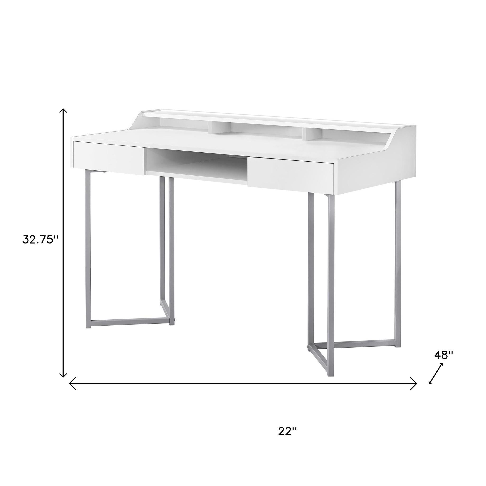 22" Taupe and Black Writing Desk With Two Drawers-Desks-DECOROLALA