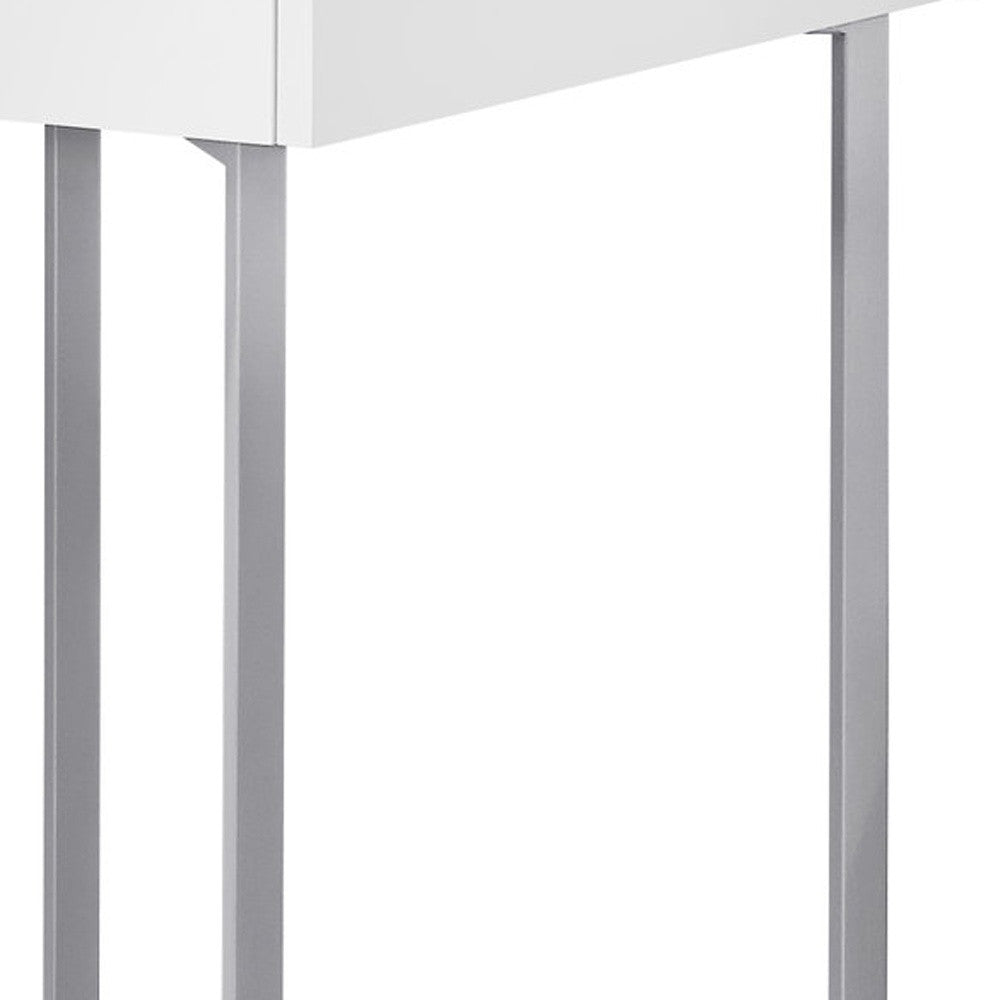 22" Taupe and Black Writing Desk With Two Drawers-Desks-DECOROLALA