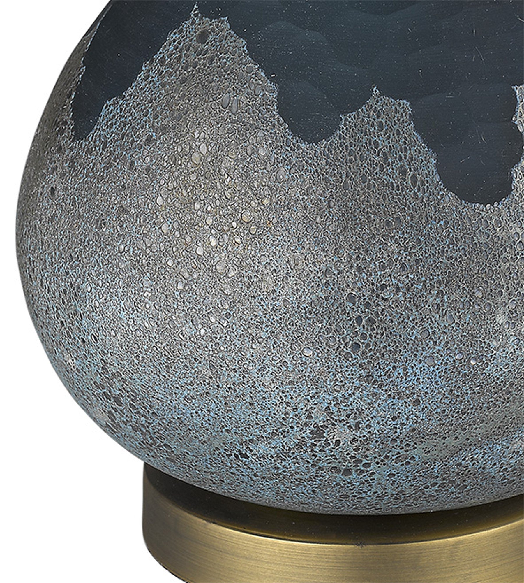 22" Teal Blue Concrete Gourd Table Lamp With Cream Empire Shade-Table Lamps-DECOROLALA