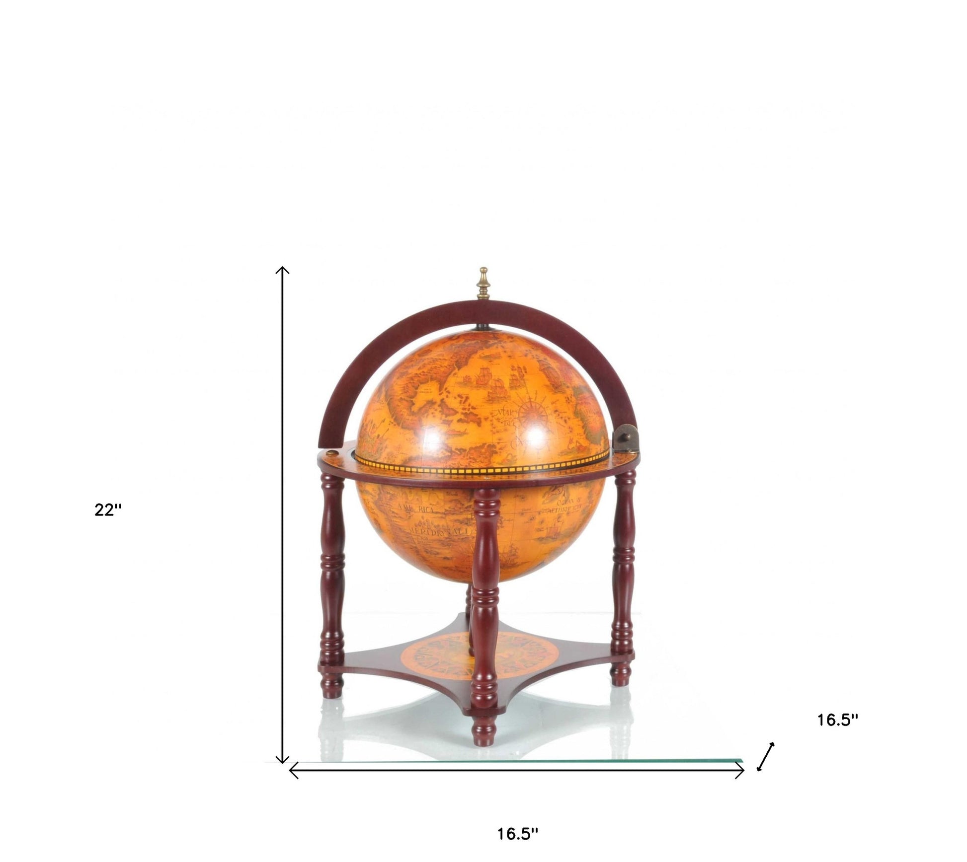 22" Walnut Solid Wood Game Hand Painted Tabletop Sculpture-Sculptures-DECOROLALA